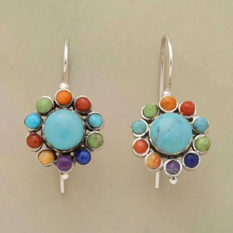 Orecchini a cerchio turchesi chic multi-colore