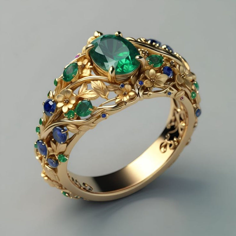 Anello Luxe Emerald & Sapphire