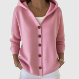 Cardigan Confortevole con Cappuccio in Maglia