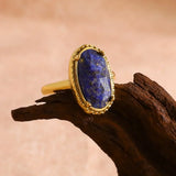 Anello Regolabile in Oro con Pietra di Lapis Azul