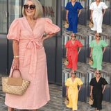 LYNORA | ABITO MIDI ELEGANTE CON SCOLLO A V