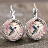 Collana con Pendente in Vetro a Cupola a Forma di Colibrì