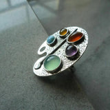 Anello Regolabile in Gemme Multicolori Artist Palette