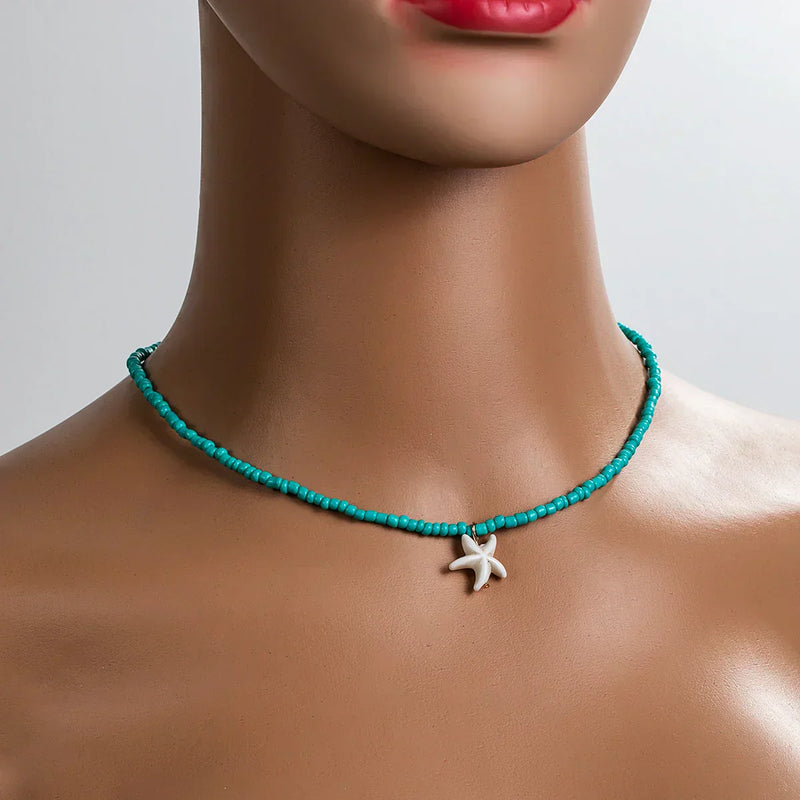 Collana Chic Bohemien con Stella Marina Turchese