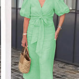 LYNORA | ABITO MIDI ELEGANTE CON SCOLLO A V