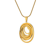 Collana Ovale Geometrica Vuota in Oro e Argento
