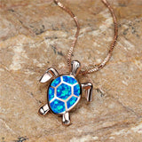 Vintage Gold Green Fire Opal Turtle Pendant Necklace