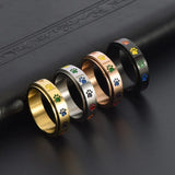 Anello Antistress in Acciaio Inossidabile con Zampe Arcobaleno