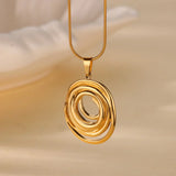 Collana Ovale Geometrica Vuota in Oro e Argento