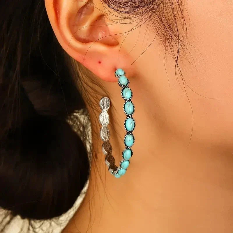 Orecchini Circolari Turchesi Vintage Bohemien