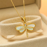 Collana a Libellula in Oro con Opale