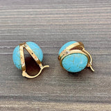 Orecchini a Perno Geometrici Vintage Eleganti Turchesi