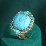 Anello Vintage Art Deco Turchese Oro regolabile