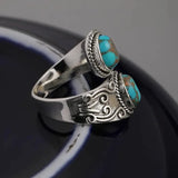Anello a Fascia con Croce Vintage Elegante in Turchese