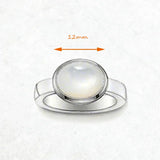 Anello Dichiarativo Regolabile in Argento con Cabochon Bianco