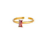 Anello d'Oro Delicato Regolabile con Gemma Colorata