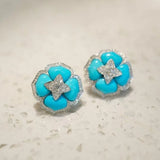 Orecchini a Fiore Blu in Argento Sofisticato