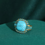 Anello Vintage Art Deco Turchese Oro
