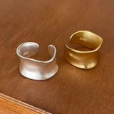 Anello Piatto Larghezza Regolabile in Oro e Argento Vintage
