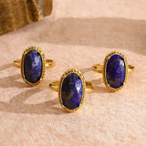 Anello Regolabile in Oro con Pietra di Lapis Azul