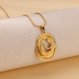 Collana Ovale Geometrica Vuota in Oro e Argento