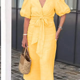 LYNORA | ABITO MIDI ELEGANTE CON SCOLLO A V