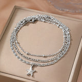 Set di cavigliera con charm a forma di stella marina da 3 pezzi
