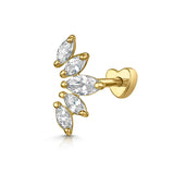 Piercing Labret a Cuore a Cinque Petali Sfavillante