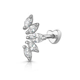 Piercing Labret a Cuore a Cinque Petali Sfavillante