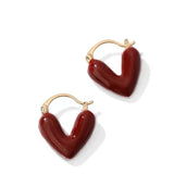 Orecchini a cuore smaltati rossi romantici