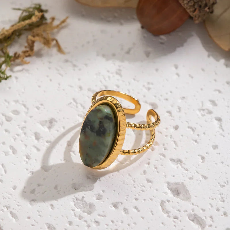 Anello Doppio Regolabile in Giada Verde