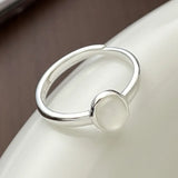 Anello Minimal in Pietra di Luna Ovale Argento