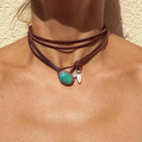 Collana con pendente in turchese vintage bohemien