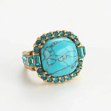Anello Vintage Art Deco Turchese Oro regolabile
