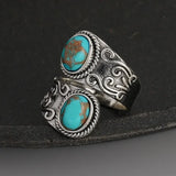 Anello a Fascia con Croce Vintage Elegante in Turchese