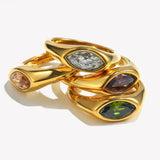 Anello Sigillo in Oro con Gemma Marquise