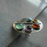 Anello Regolabile in Gemme Multicolori Artist Palette