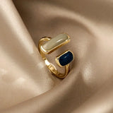 Anello Aperto Regolabile con Gemme Doppie
