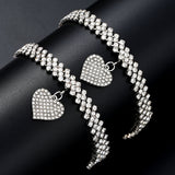 Set di cavigliera e bracciale con cuore di strass 2 pezzi