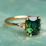 Anello Placcato Oro con Pietra di Zirconia Verde