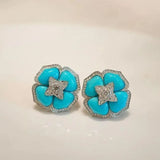 Orecchini a Fiore Blu in Argento Sofisticato