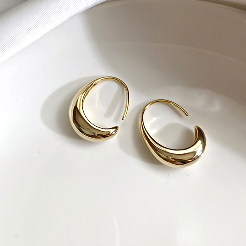 Orecchini a Cerchio Ovali in Oro e Argento