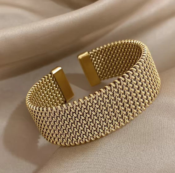 Bracciale Classico Aperto in Rete Intrecciata Vintage