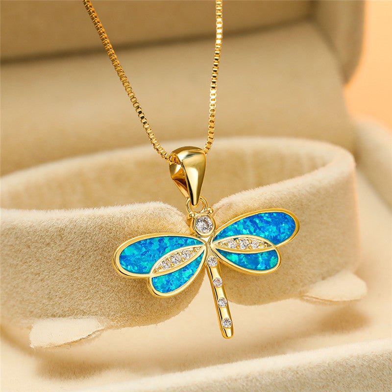 Collana a Libellula in Oro con Opale