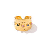 Anello Regolabile Larghezza Arcobaleno Cristallo Martellato