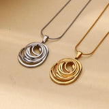 Collana Ovale Geometrica Vuota in Oro e Argento
