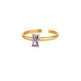 Anello d'Oro Delicato Regolabile con Gemma Colorata