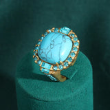 Anello Vintage Art Deco Turchese Oro regolabile