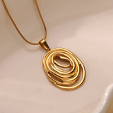 Collana Ovale Geometrica Vuota in Oro e Argento