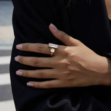 Anello Aperto Duo Baguette Geometrico